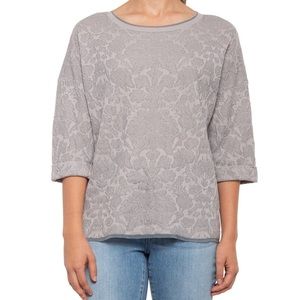 NIC+ZOE crewneck pullover top gray jacquard XS NWT